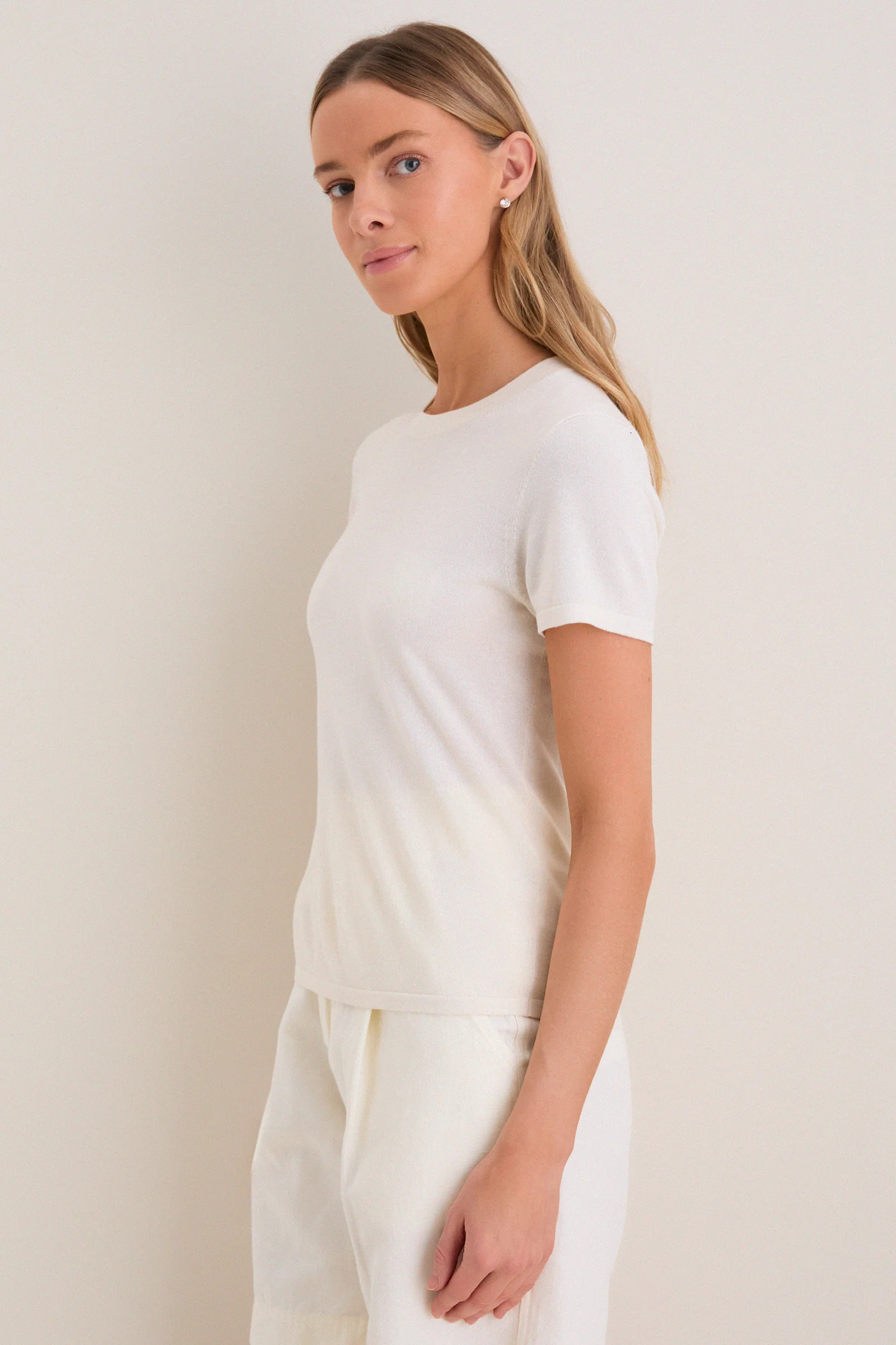 Ivory Cashmere Silk Katie Tee | Tuckernuck (US)