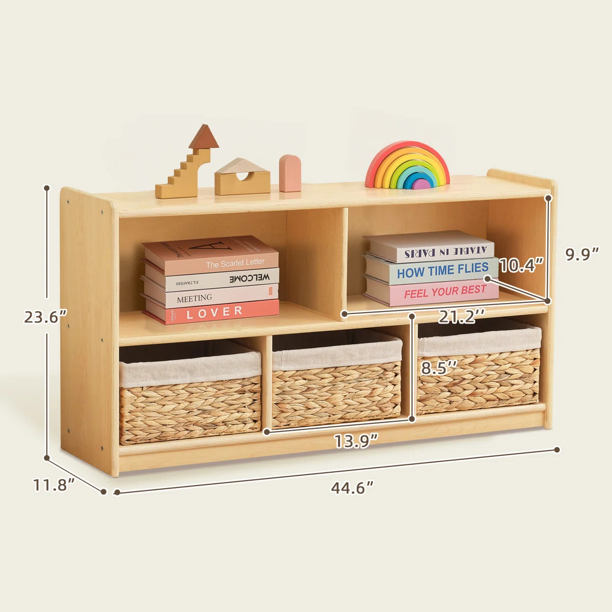 Montessori Shelf 5-Section Aldarcie 23.6" H X 44.6" W Bookcase | Wayfair North America