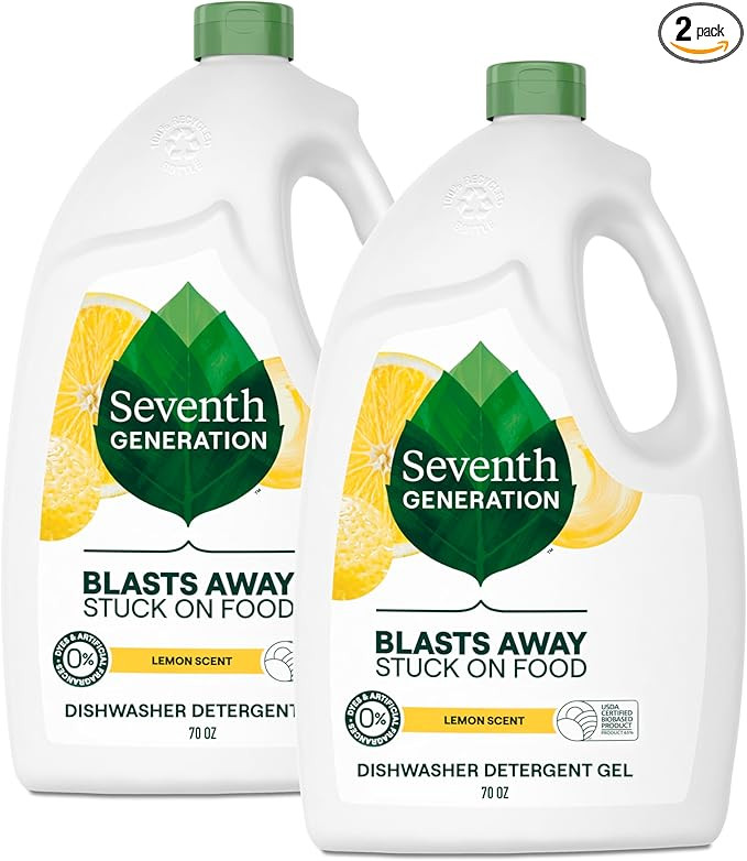 Seventh Generation Dishwasher Detergent Gel Lemon Scent 2 pack for sparkling dishes dishwasher so... | Amazon (US)