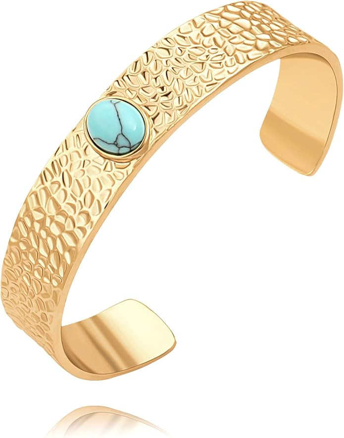 Dainty Gold Bar Bracelet for Women Simple Delicate Thin Cuff Bangle Hook Bracelet 18K Gold Plated... | Amazon (US)