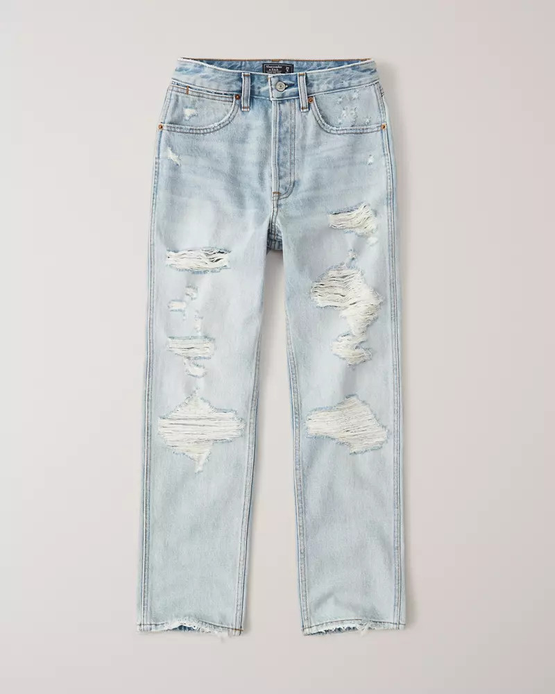 High Rise Ankle Straight Jeans | Abercrombie & Fitch US & UK