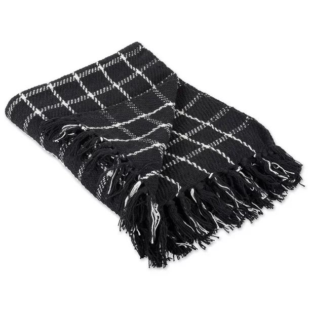 DII Checkered Plaid Decorative Throw, 50"x60", 100% Cotton, Black - Walmart.com | Walmart (US)