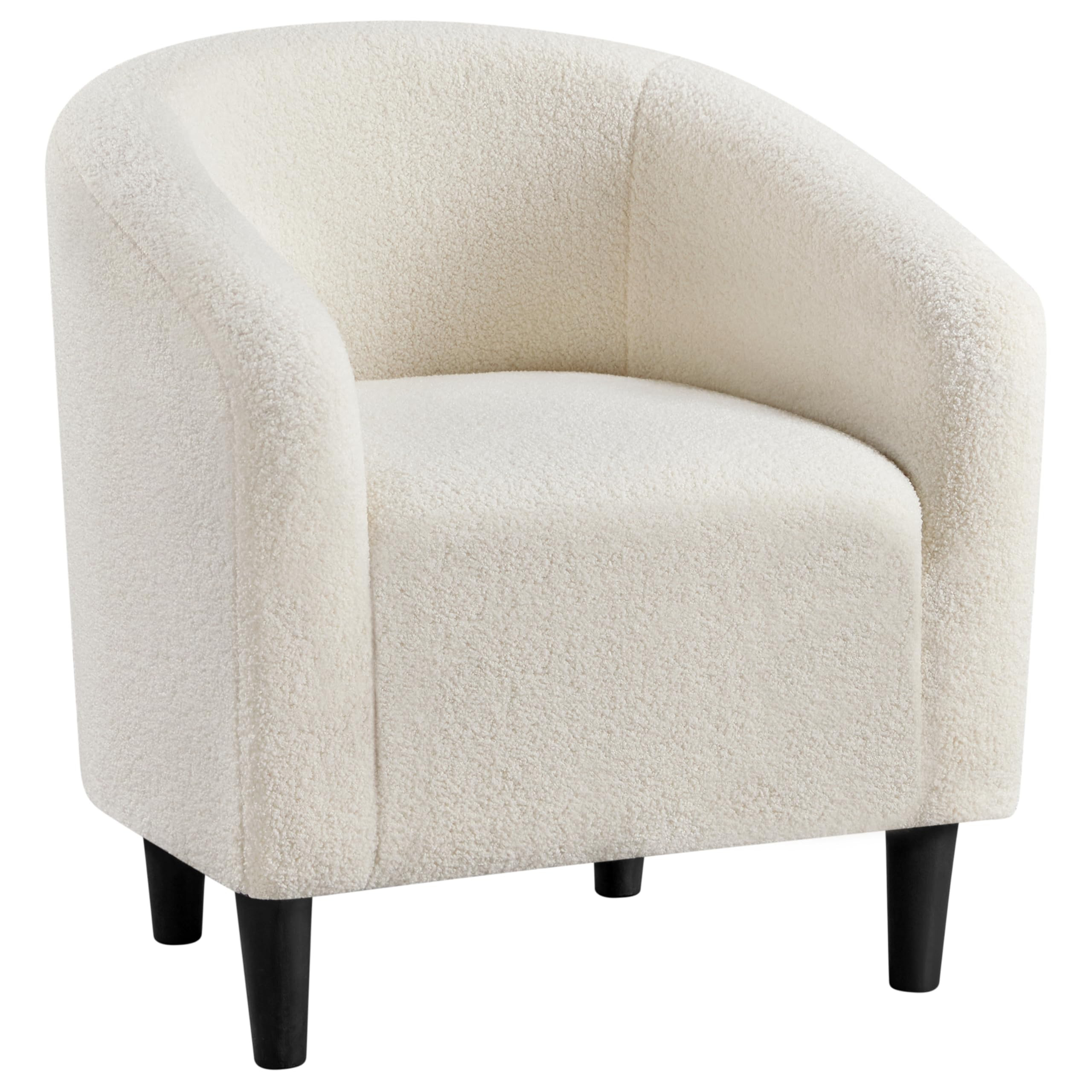 Yaheetech Accent Barrel Chair, Boucle Fabric Club Chair, Furry Sherpa Elegant Armchair with Cozy ... | Amazon (US)