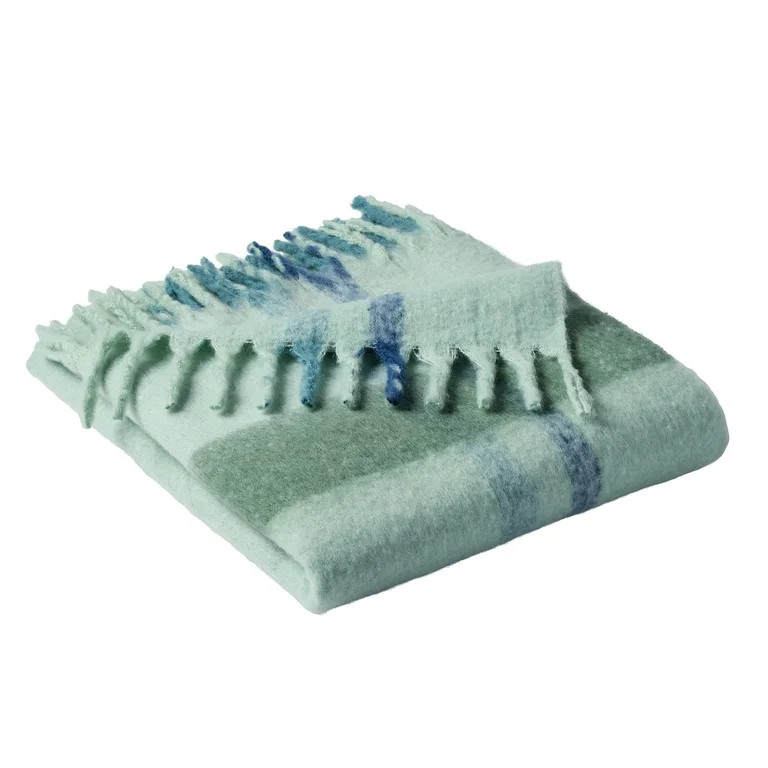 Better Homes & Gardens Faux Mohair Cozy Couch Throw Blanket Green Plaid, 50x72" | Walmart (US)