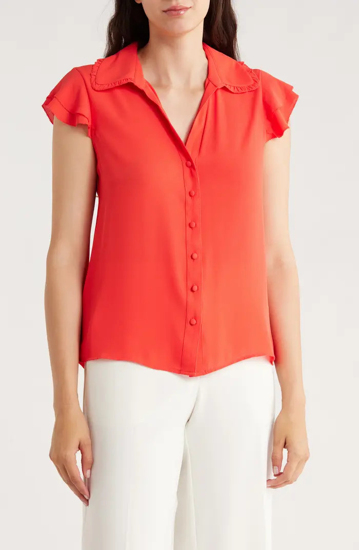 Tiered Flutter Sleeve Button-Up Shirt | Nordstrom Rack