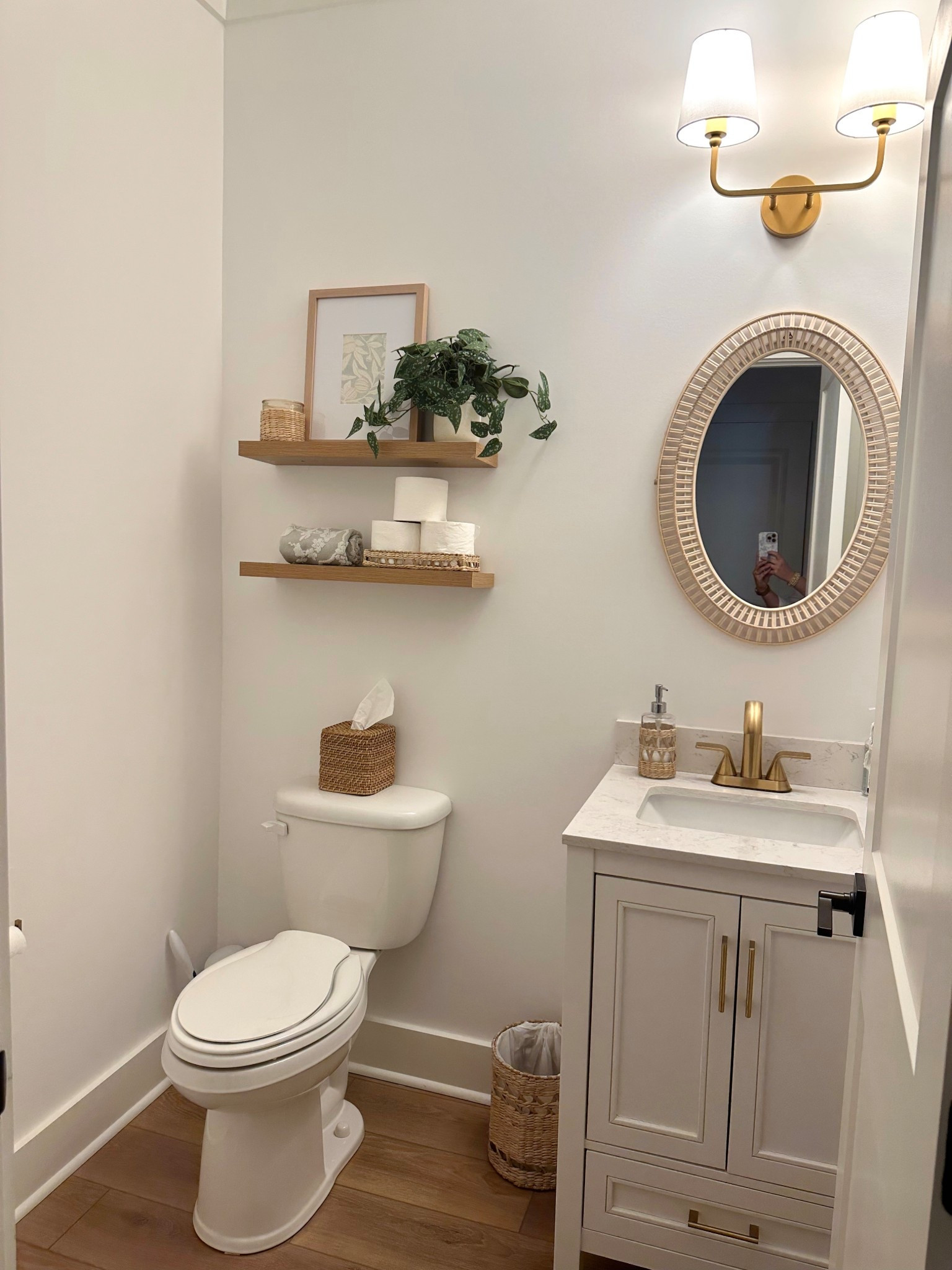 Half bath, floating shelves, bathroom decor, shelf styling 

#LTKFindsUnder100 #LTKHome #LTKFindsUnder50