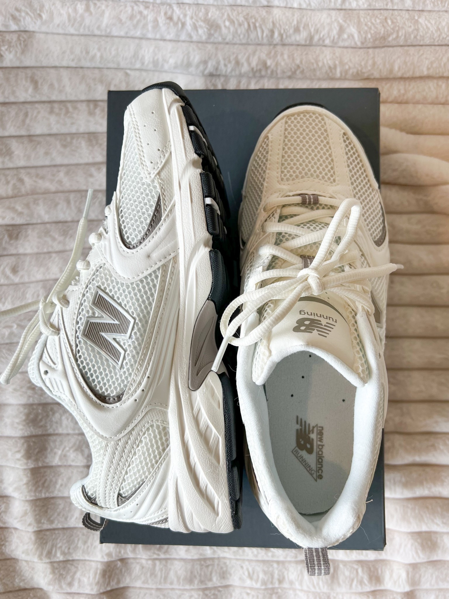 These New Balance 530 sneakers are so lightweight and comfy! Wide foot friendly, but run a little big. I’m usually a 9.5-10 and got a 9. 
Walking shoes, dad sneakers


#LTKfitness #LTKshoes #LTKstyletip