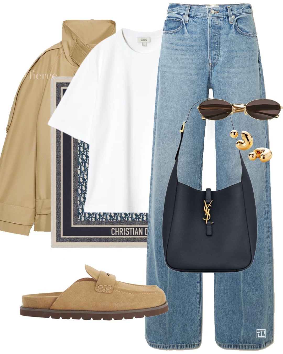 Tan cropped jacket blue jeans backless loafers navy bag oversized white Tshirt casual weekend outfit

#LTKuk #LTKspring #LTKeurope