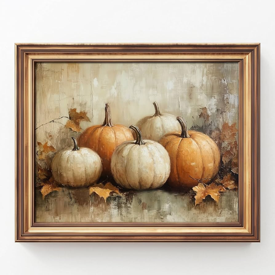 White Pumpkins Print, Vintage Pumpkin Painting, Vintage Pumpkins Still Life, Halloween Autumn Dec... | Amazon (US)