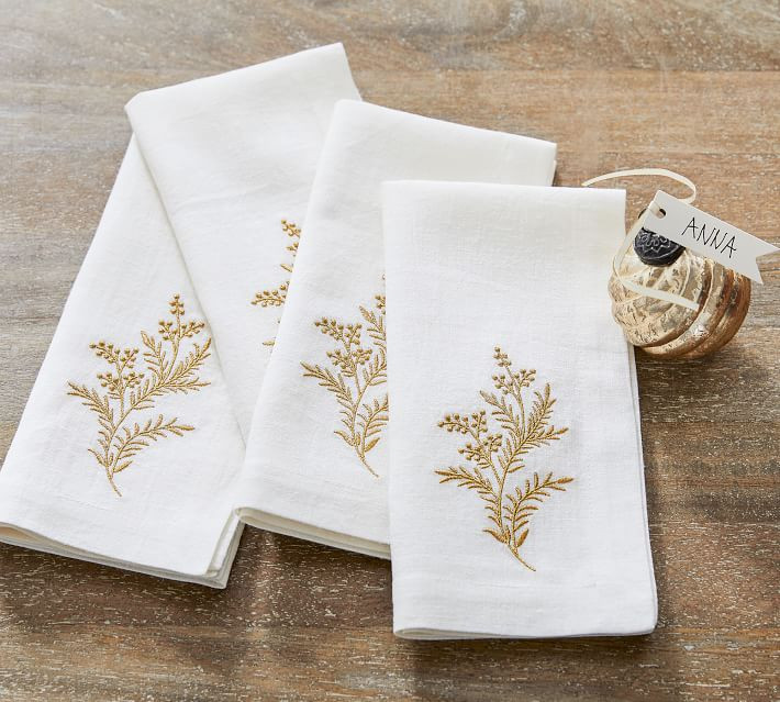 Monique Lhuillier Sienna Cotton/Linen Napkins - Set of 4 | Pottery Barn (US)