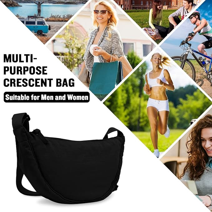 Small Nylon Crescent Crossbody Purses Bag for Women Men Trendy,Travel Sling Bag | Amazon (US)