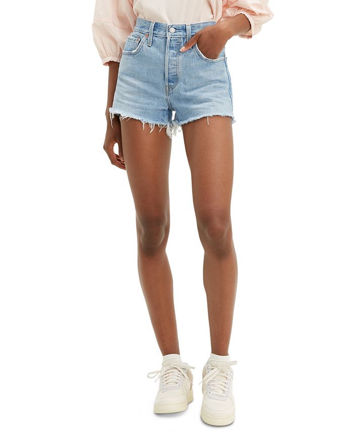 Women's 501 Cotton High-Rise Denim Shorts | Macys (US)