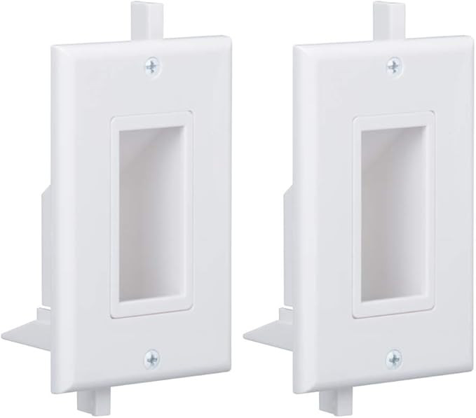 Wi4You Recessed Wall Plate 2 Pack Decotive Cable Wall Plate with Fly Mounting Wings Bottom Openin... | Amazon (US)