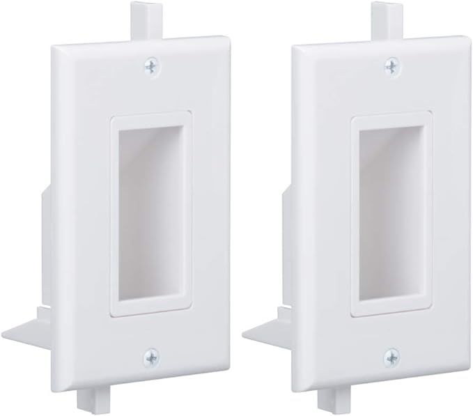 Wi4You Recessed Wall Plate 2 Pack Decotive Cable Wall Plate with Fly Mounting Wings Bottom Openin... | Amazon (US)