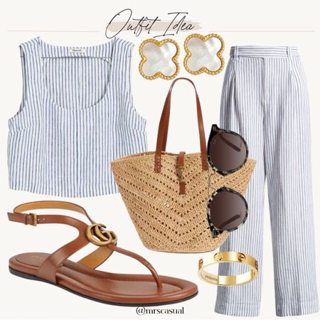 Striped set for summer outfit idea with Gucci sandals

#LTKshoecrush #LTKstyletip #LTKSeasonal
