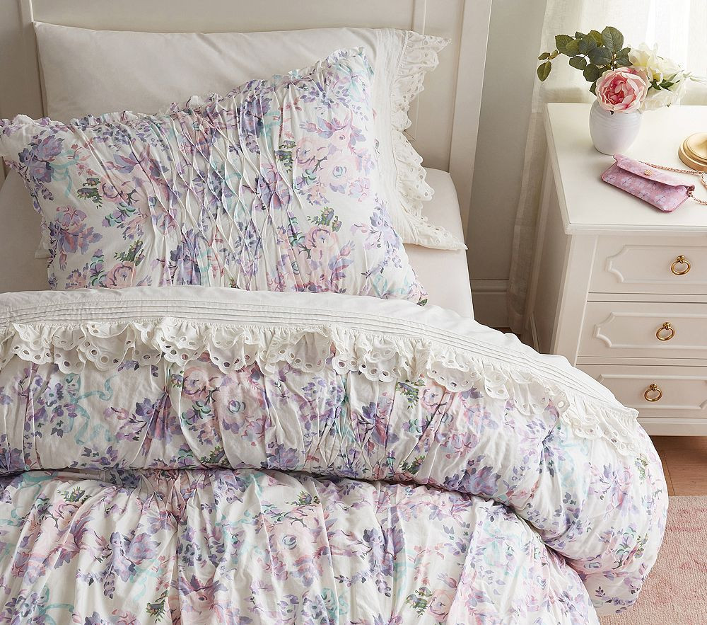 LoveShackFancy Lavender Damask Floral Comforter & Shams | Pottery Barn Kids