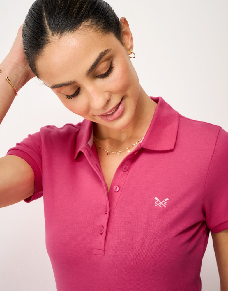 Classic Cotton Polo in Raspberry Pink | Crew Clothing (UK)