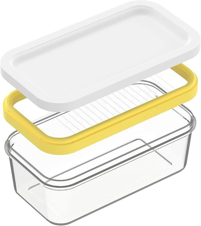 Butter Slicer Cutter, Stick Butter Container Dish with Lid for Fridge, Easy Cutting Two 4oz Stick... | Amazon (US)