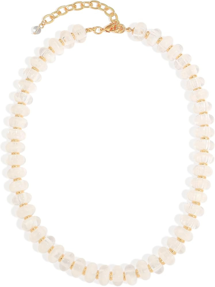 Chunky Beads Necklace for Women Trendy Gold Puffy Heart Choker Necklace Colorful Resin Beaded Hea... | Amazon (US)
