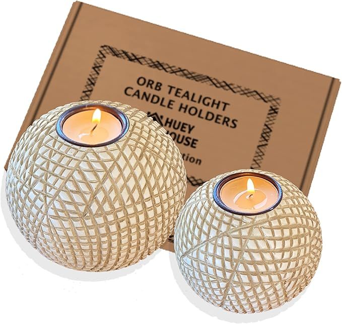 Luca Orb Candle Holders (Gift Boxed Set of 2), Table Centerpieces for Dining or Living Room, Spa,... | Amazon (US)