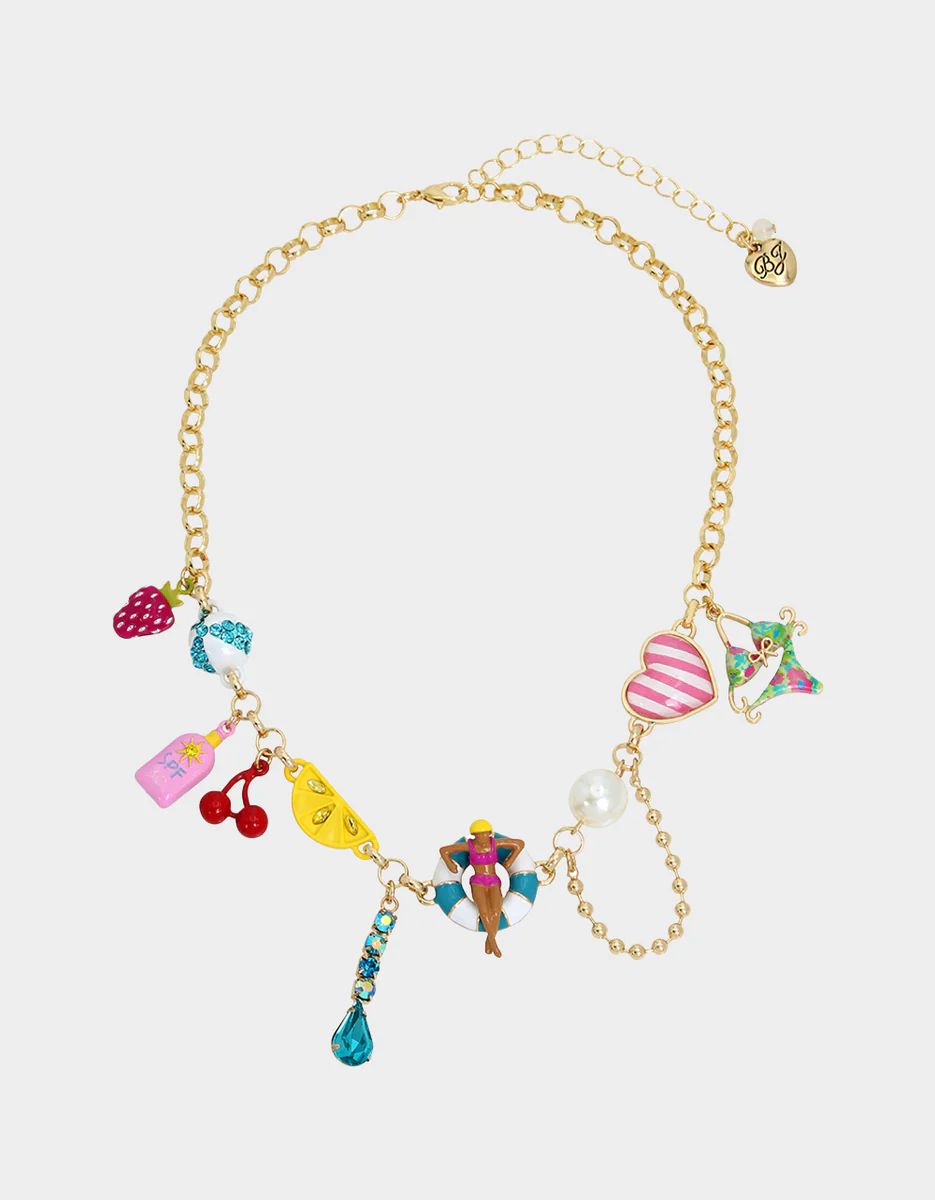 BETSEYS POOL PARTY CHARM FRONTAL NECKLACE MULTI | Betsey Johnson