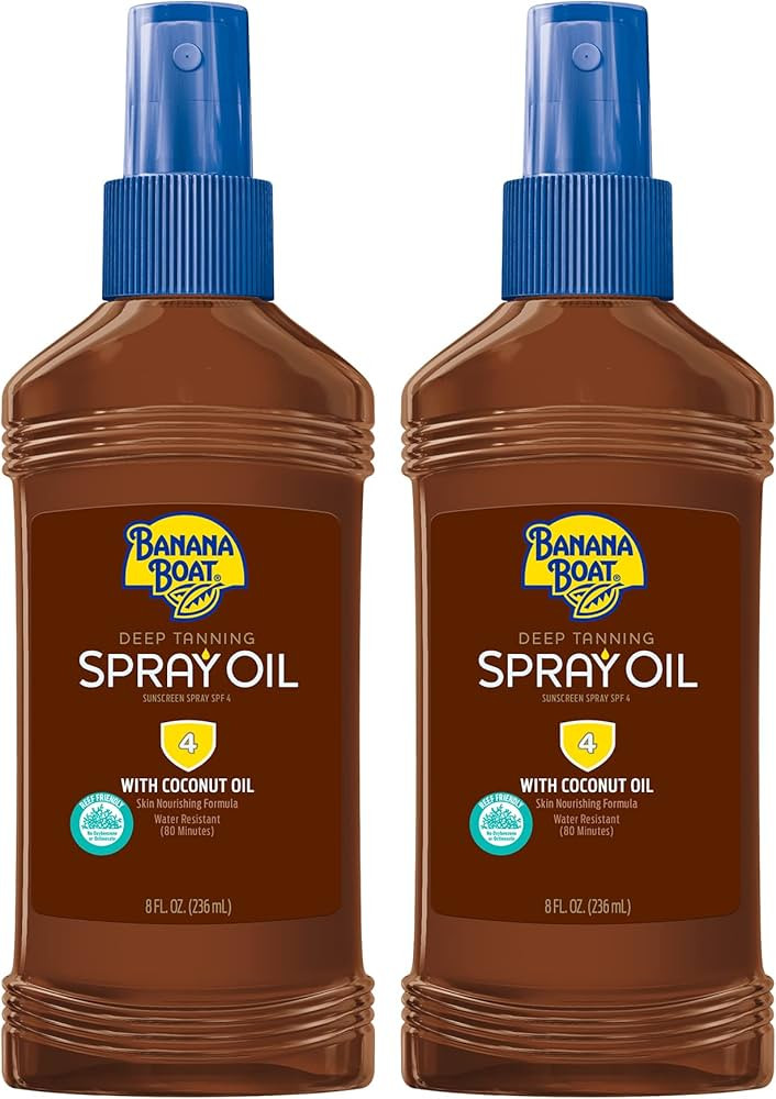 Banana Boat Deep Tanning Oil Pump Spray Sunscreen SPF 4 Twin Pack | Tanning Sunscreen Spray, Dark... | Amazon (US)