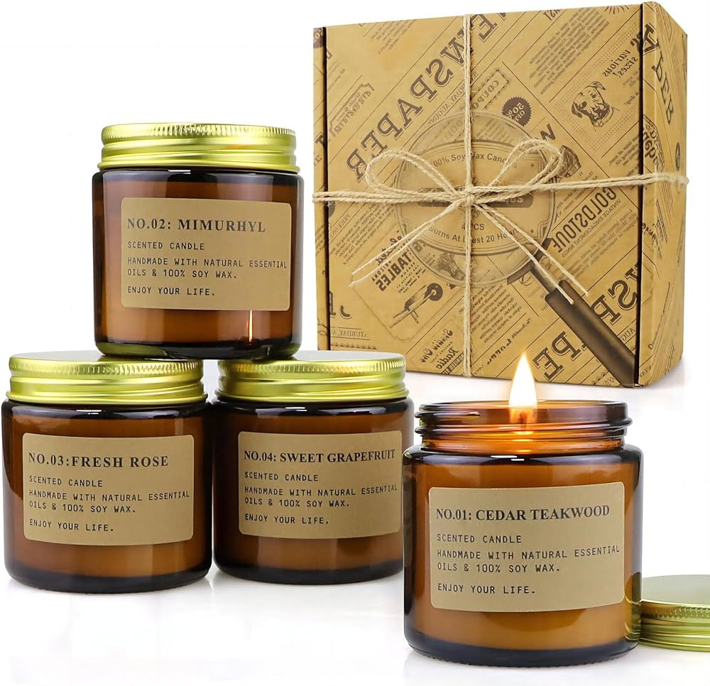 4 Pack Scented Candle Set Soy Wax Candles, Aromatherapy Candles for Home Decoration, Jar Candles ... | Amazon (US)