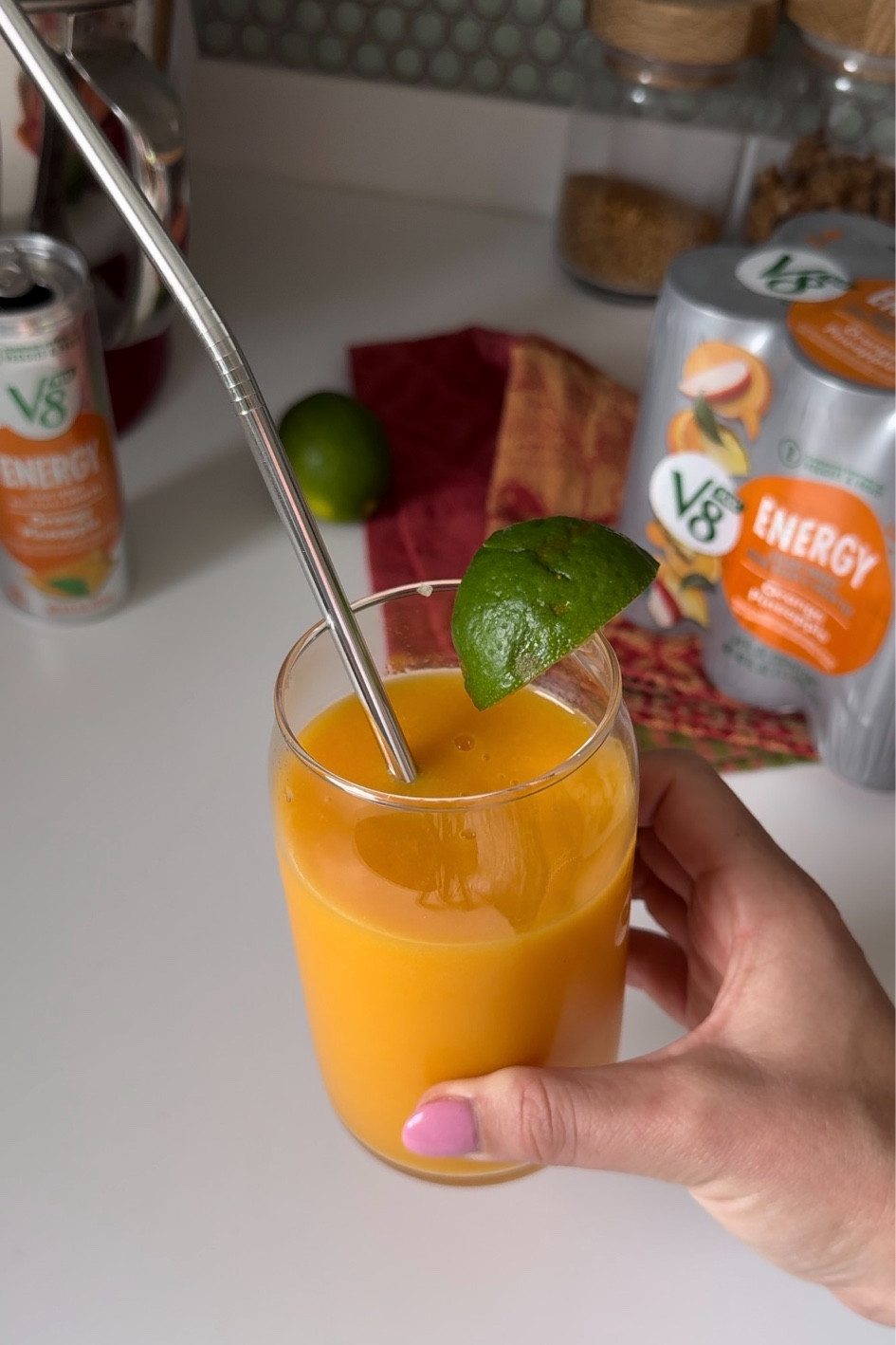 #ad AHHH who doesn’t love a fresh (and al fresco) summer meal? ⛱️

I’ve really been leaning into everything simple and satisfying lately like these BBQ-seasoned chicken thighs with roasted zucchini and baby potatoes.

Serve it along with this insanely delicious Energizing Pineapple Slush using @v8juice Orange Pineapple Energy Drink, and you’re in business! It provides plant-based energy with one combined serving of fruits and veggies using a blend of juices, natural black and green tea. PLUS it’s gluten-free and includes no artificial flavors!

Perfect for cooling off and enjoying in the sunshine😎.

🍍ENERGIZING PINEAPPLE SLUSH🍍
1 (8-oz) can @v8juice Orange Pineapple Energy Drink
1 cup frozen mango
Juice of half a lime
Blend all ingredients in a blender on high speed until smooth. Garnish with fresh pineapple, lime, etc. Enjoy!

xx #goodnesswithg #v8partner #v8energy #V8JuicePartner #drinkrecipe #summerdrinkideas #TargetPartner #Target #liketkit