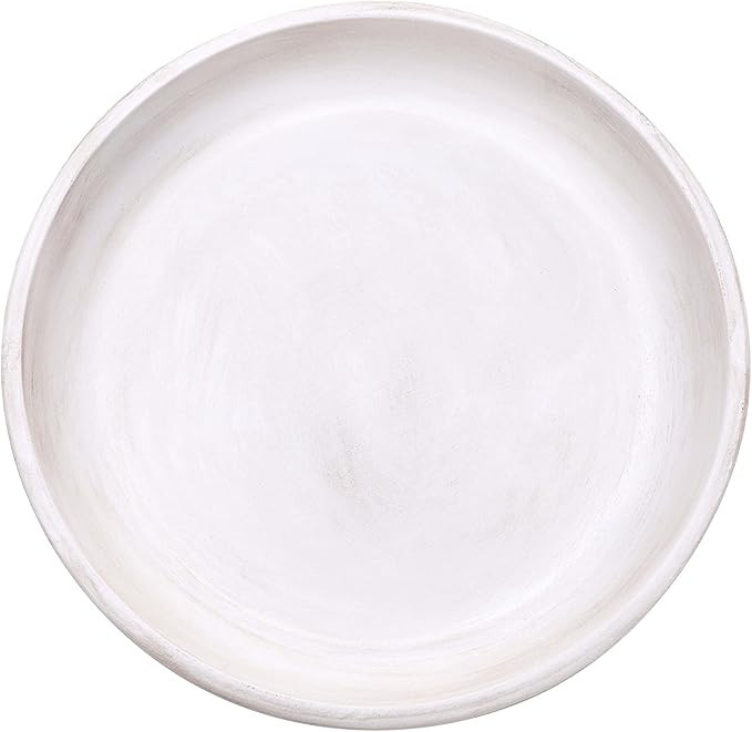 RM ROOMERS White Round Tray, 11 in Wooden Decorative Tray, Wooden Trays for Decor, White Washed C... | Amazon (US)