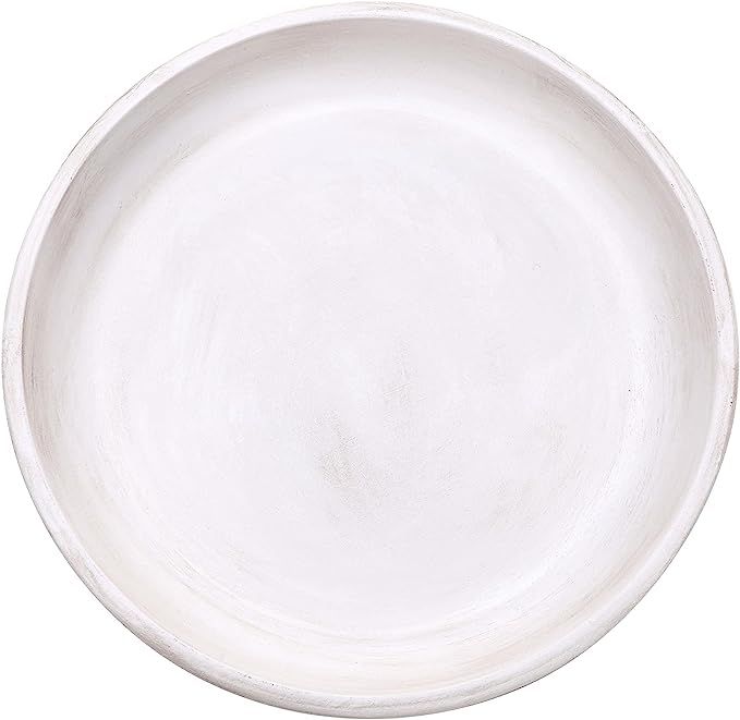 RM ROOMERS White Round Tray, 11 in Wooden Decorative Tray, Wooden Trays for Decor, White Washed C... | Amazon (US)