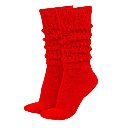 MDR Women's Extra Long Heavy Slouch Cotton Socks Made in USA 1 Pair Size 9 to 11 (Red) | Walmart (US)