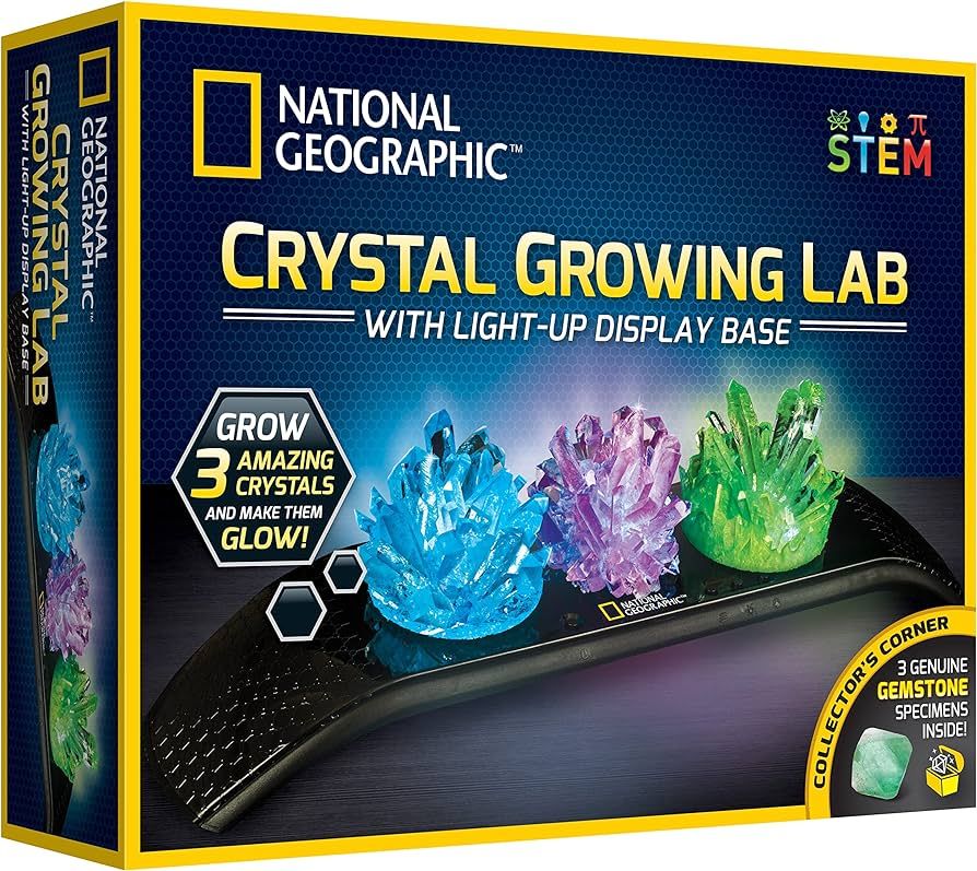 NATIONAL GEOGRAPHIC Crystal Growing Kit - 3 Vibrant Colored Crystals to Grow with Light-Up Displa... | Amazon (US)