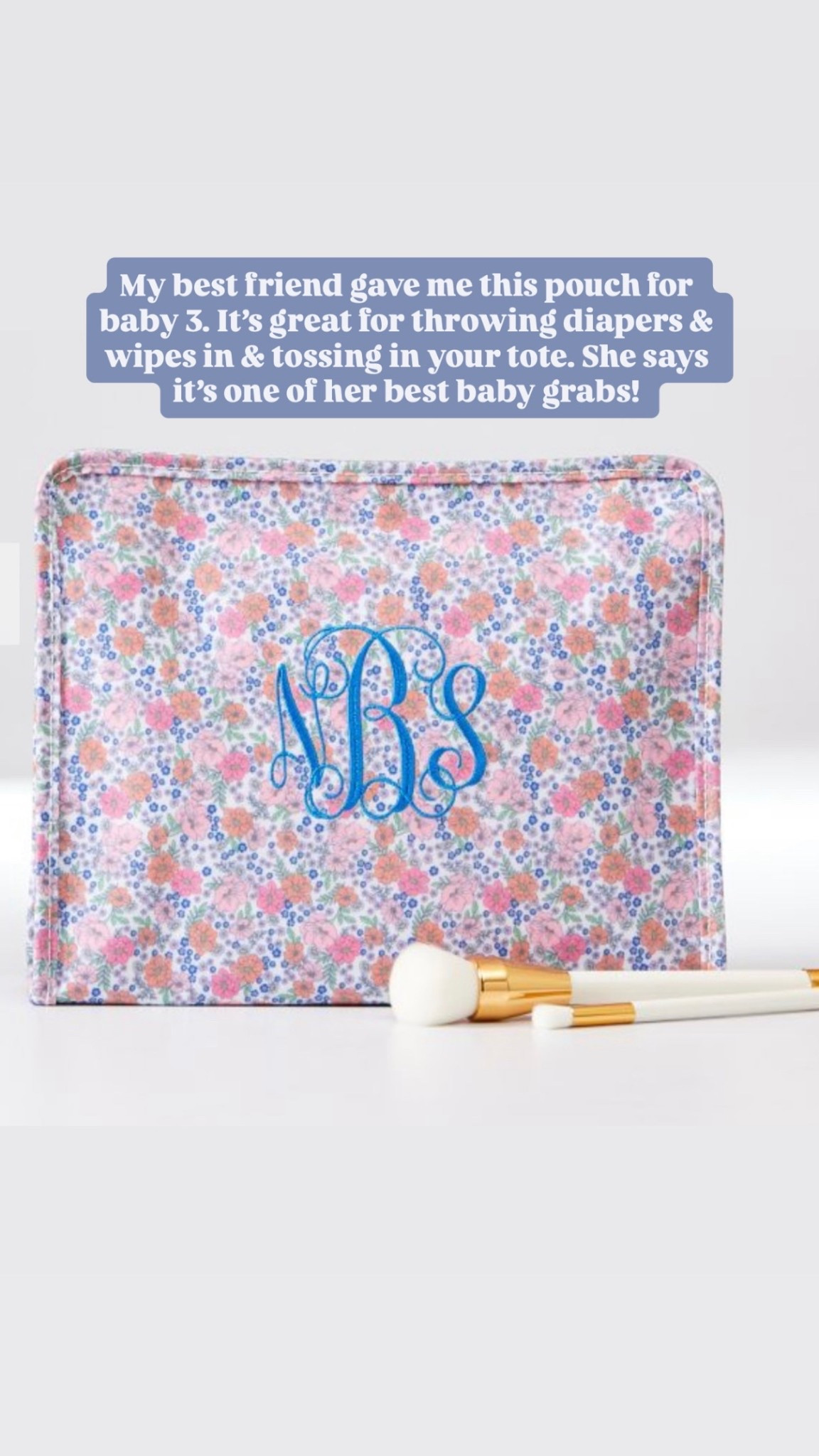 This floral monogrammed pouch will be so great for throwing diapers & wipes in! Several other prints available! 

Loverly Grey, Mark & Graham, floral pouch, diaper bag essentials, monogrammed pouch 

#LTKmomlife #LTKBaby #LTKKids