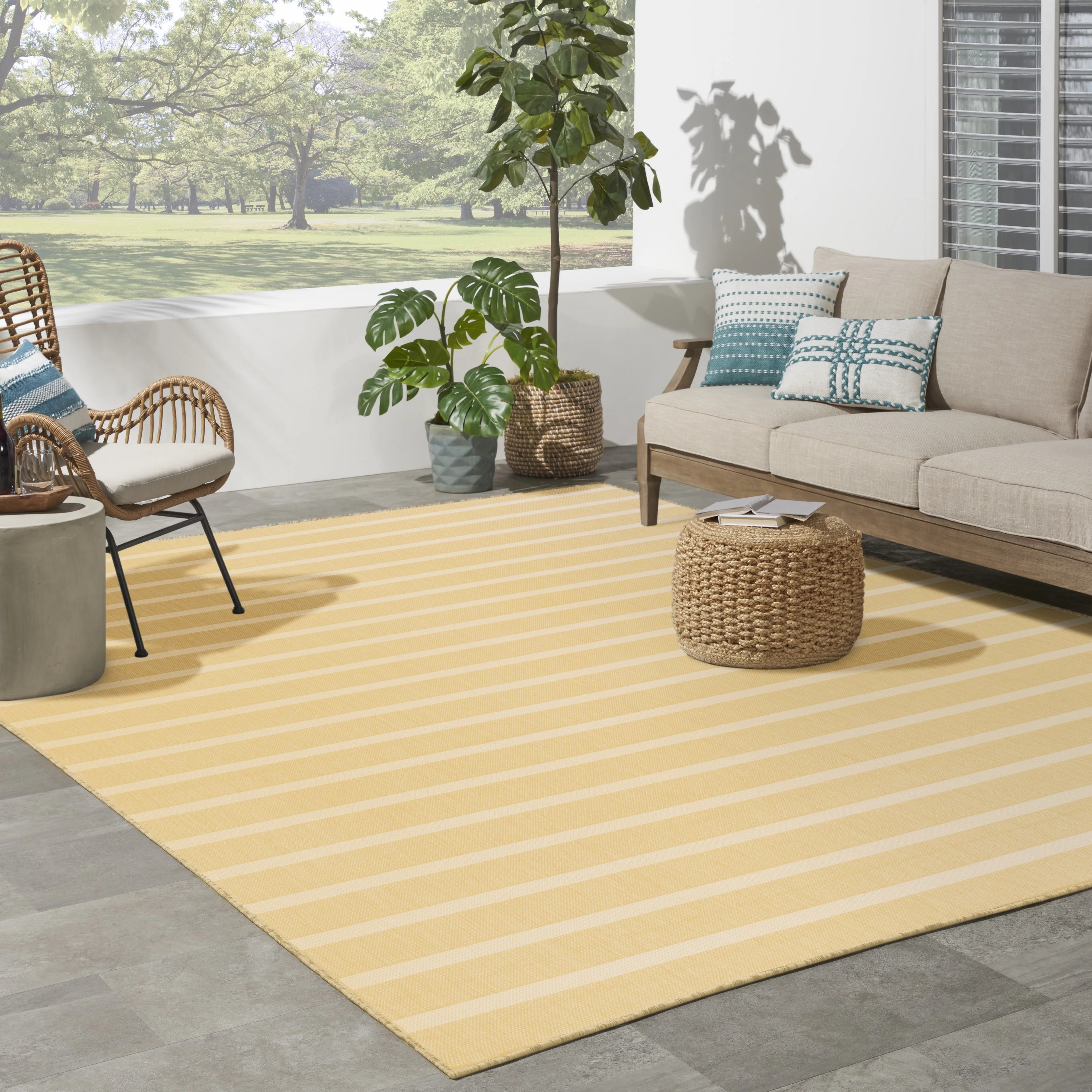 Nourison Positano Indoor/Outdoor Yellow Ivory 8' x 10' Area Rug (8x10) | Walmart (US)