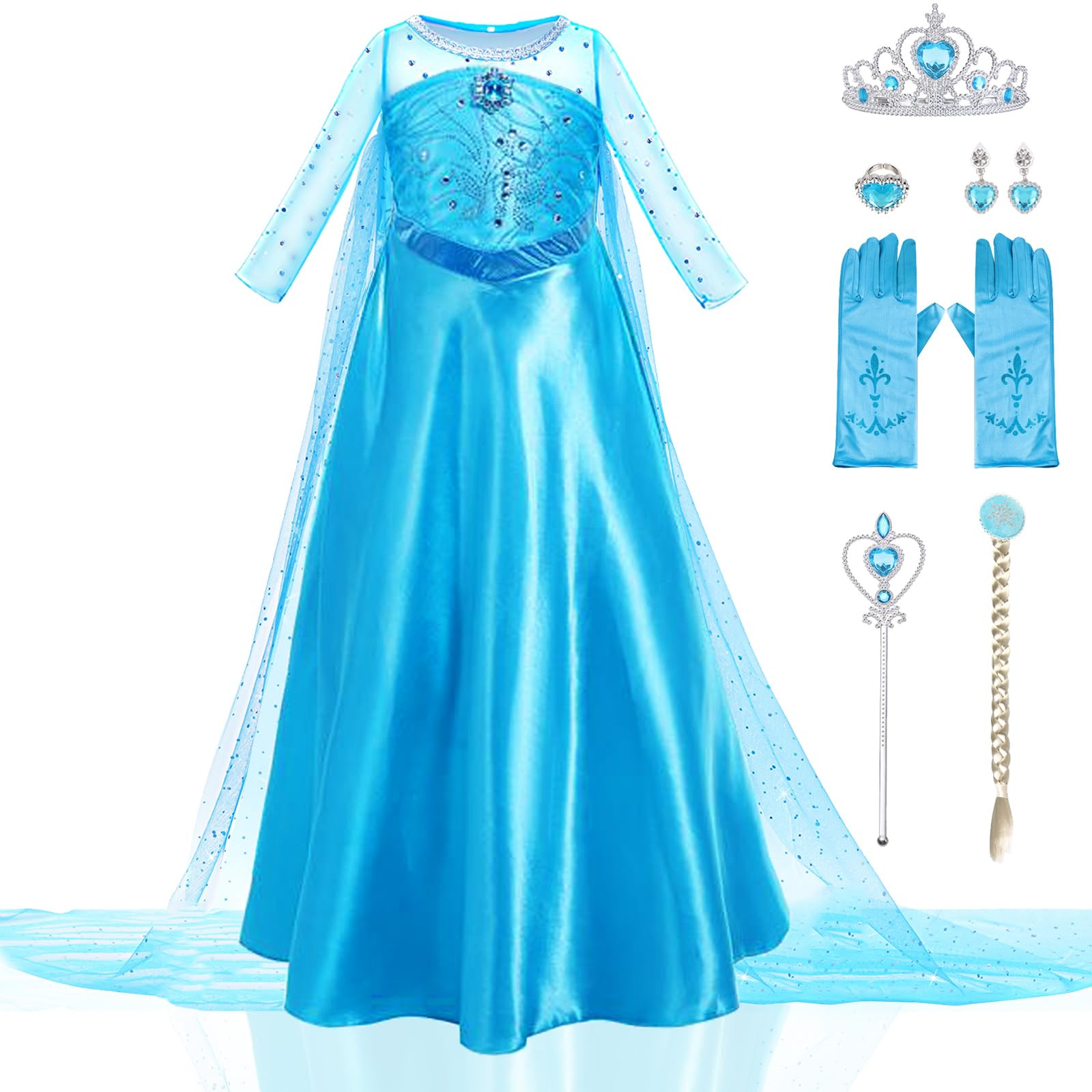 Girls Princess Dress Luxury Princess Costume Christmas Birthday Party Snow Princess Dress Up for ... | Amazon (US)