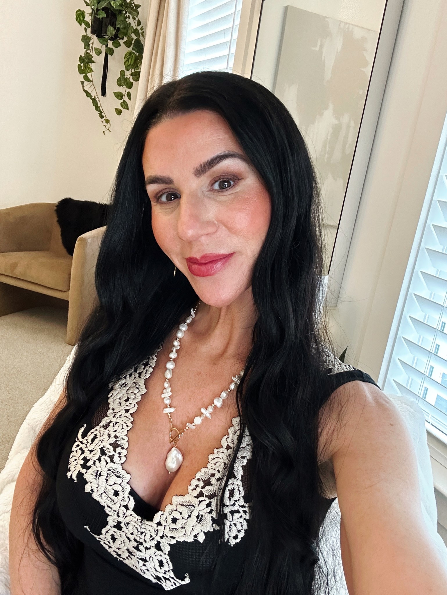 “Agnika” pearl Necklace is from the one & only… Hera Jewels ~ custom length 18.5" 

The bodysuit is a stunner! But I hate bodysuits, so I cut the bottom part off & just tuck it in✨ freedom

GIVENCHY Prisme Libre Glow -
Serum Blurring Foundation with Natural Finish:  Shade 1.5W
Dior Backstage Highlighter pallette #001
Hourglass concealer: Silk
HOURGLASS ambient lighting palette II
Morphe Sudden Heat Creamy Bronzer Stick: Spark + Sizzle
CHANEL Illuminator: Halo
Milani Lipliner: Desert Rose
Laura Mercier Lipstick: St. Germain
SKYLAR: Nude Skin + Sun Kissed Dhalia

#LTKdayinmylife #LTKBeauty