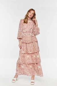 Floral Mock Neck Tiered Maxi Dress | Forever 21 (US)