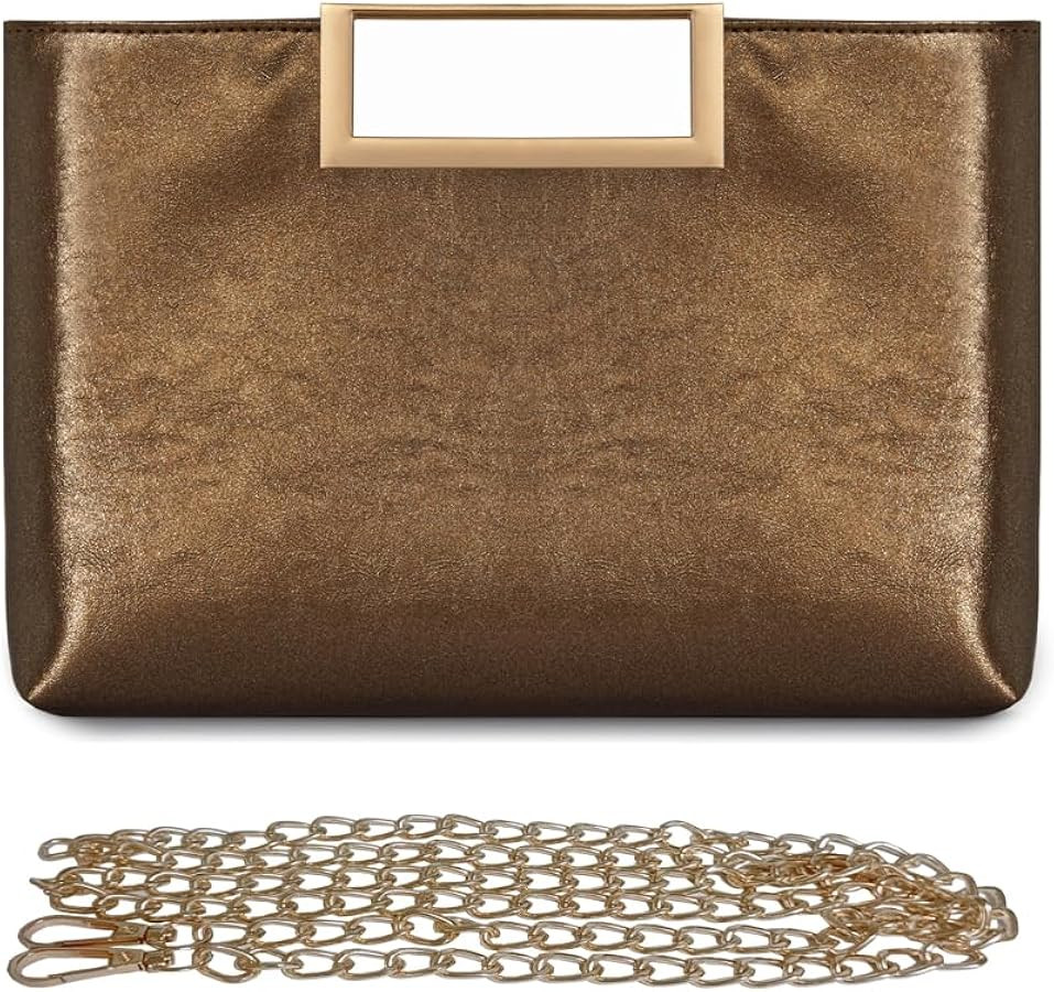 Women Clutch Purse PU Leather Chain Crossbody Bags Shiny Oversize Clutches Female Handbag Purses | Amazon (US)