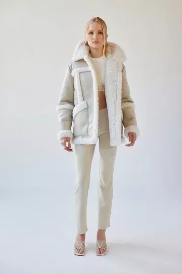 UO Willa Faux Leather Sherpa Jacket | Urban Outfitters (US and RoW)