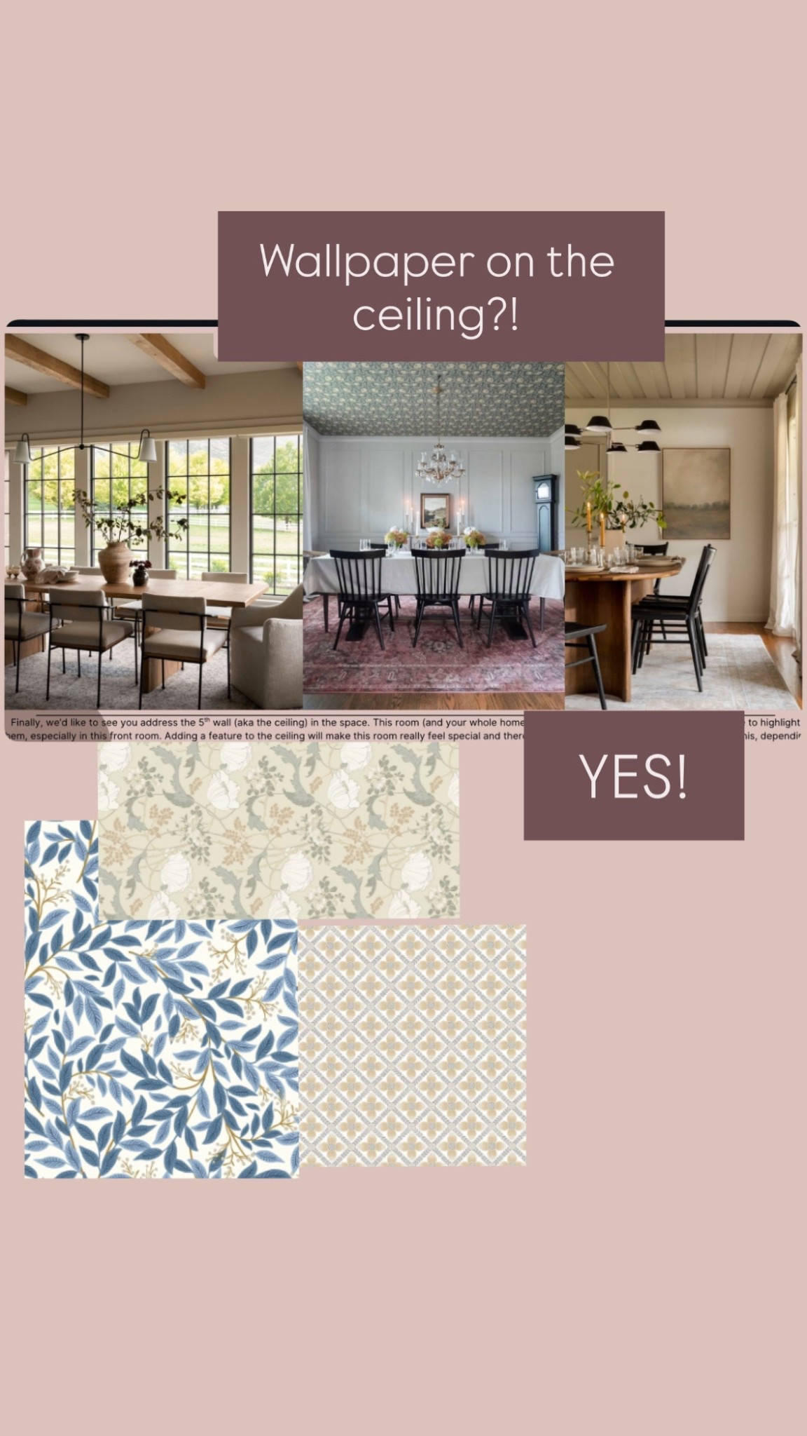 More examples of treating the ceiling with wallpaper or other accents from faux beams to paint. 

You can really level up your space by adding detail to this highly underutilized surface. 

#LTKStyleTip #LTKHome