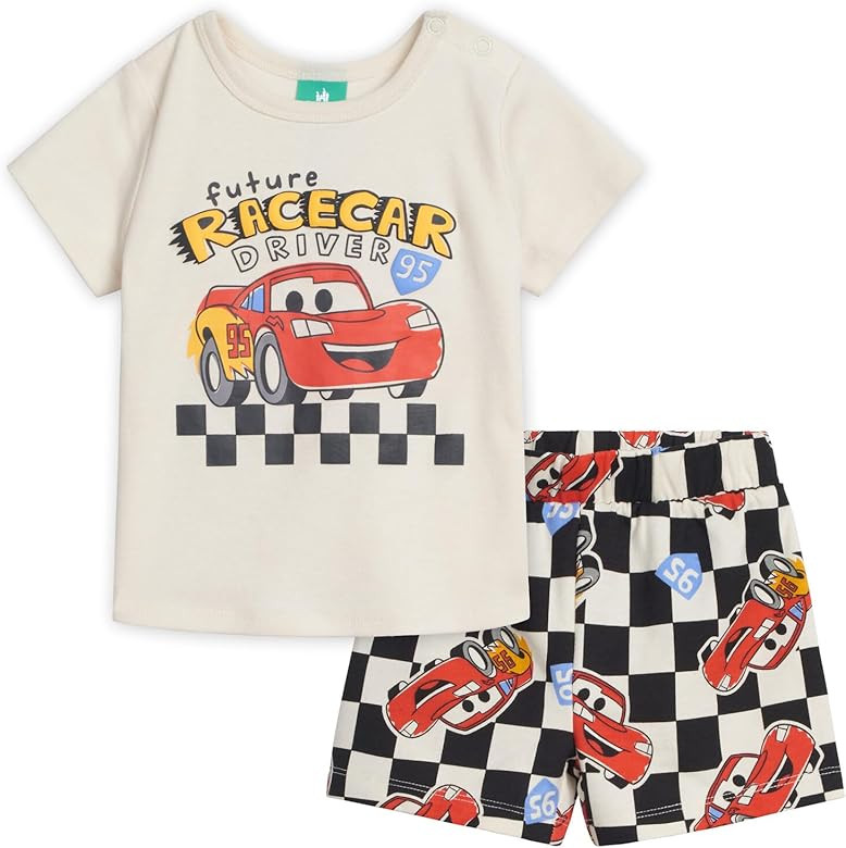 Disney Baby T-Shirt and French Terry Shorts Outfit Set Newborn to Infant Sizes (Newborn - 24 Mont... | Amazon (US)