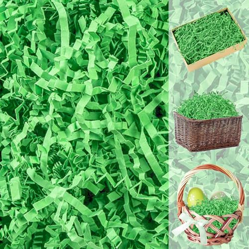 CIPOWM 16oz Easter Grass Crinkle Cut Paper Shred, Green Raffia Paper Shred Filler Shredded Paper Grass for Gift Wrapping Craft DIY Gift Bag Box Filling Party Supply(Green | Amazon (US)