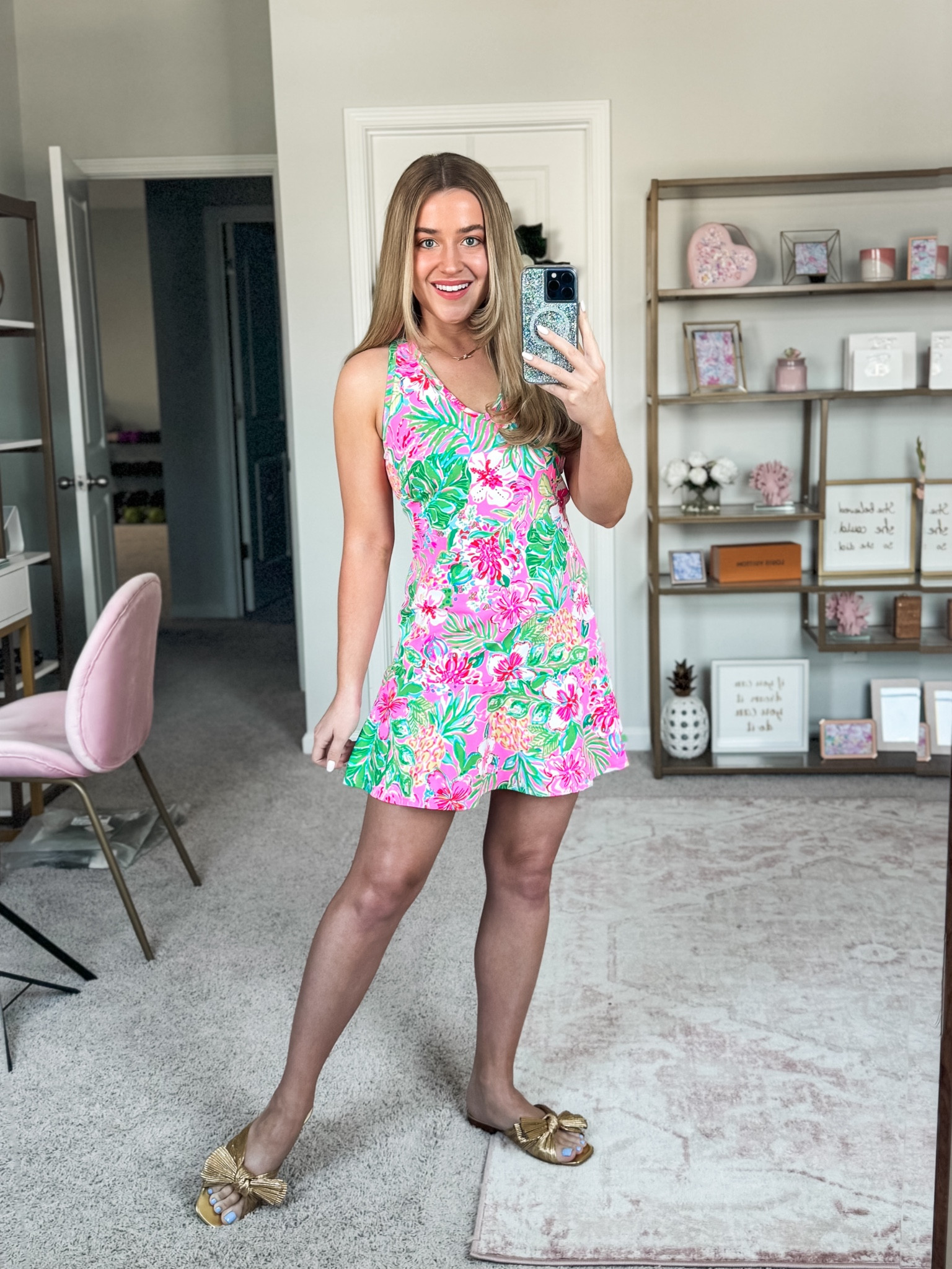 Tennis dress. Athletic dress. Lilly Pulitzer. Gold sandals. Amazon sandals  

#LTKfitness #LTKshoecrush #LTKSeasonal