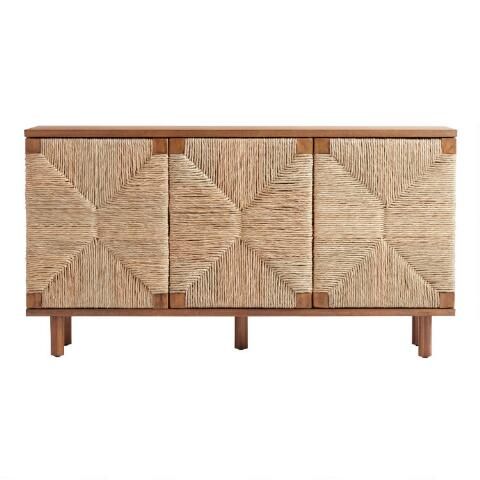 Cortez Vintage Acorn and Woven Seagrass Buffet | World Market
