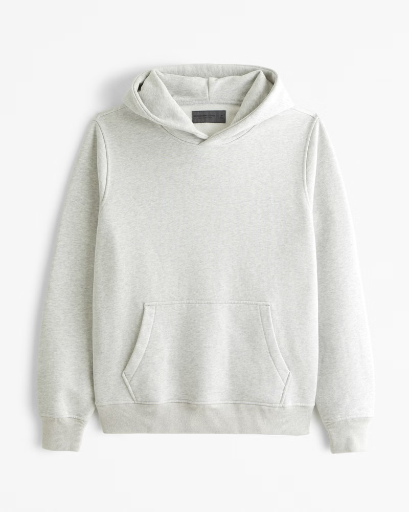 Abercrombie & Fitch Men's Essential Premium Heavyweight Popover Hoodie in Light Gray Heather - Size L | Abercrombie & Fitch (US)