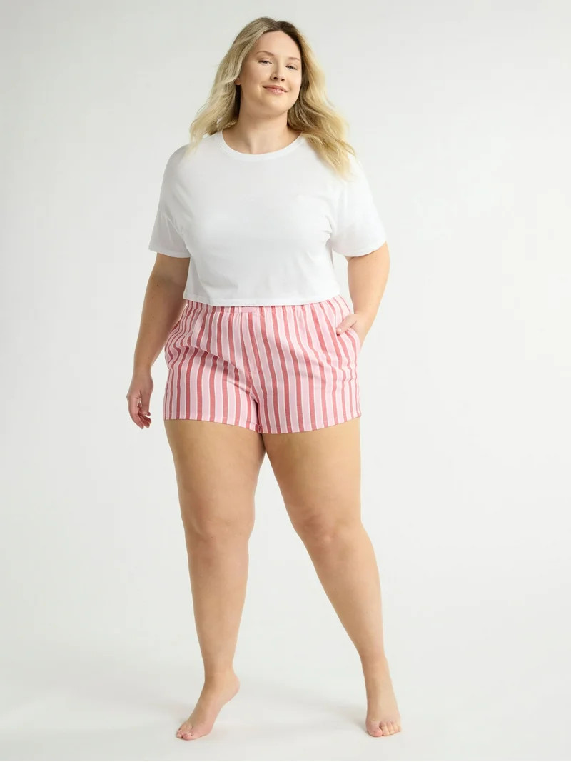 Joyspun Women's Woven Pajama Boxer Shorts, 3'' Inseam, Sizes XS-3X | Walmart (US)