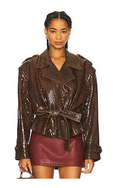 Mother of All Brooklyn Trench Leather Coat in Brown Croro from Revolve.com | Revolve Clothing (Global)