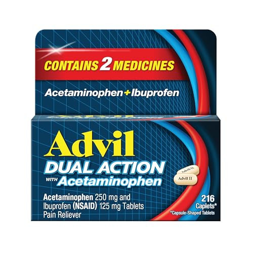 Advil Dual Action with Acetaminophen and Ibuprofen for 8 Hour Pain Relief, Coated 216 ct Caplets | Amazon (US)