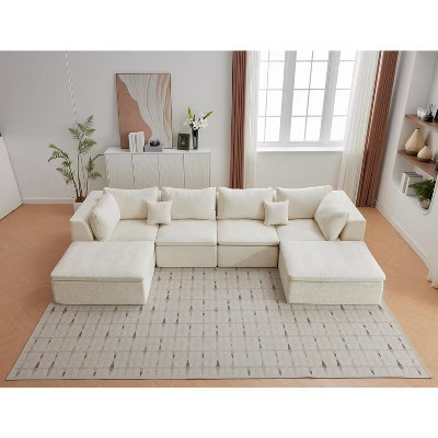 140" Modular Cloud Sectional Sofa with Ottoman - Convertible L/U-Shape Chenille Couch, 5-Seater Deep Memory Foam Couch, No Assembly Required | Target