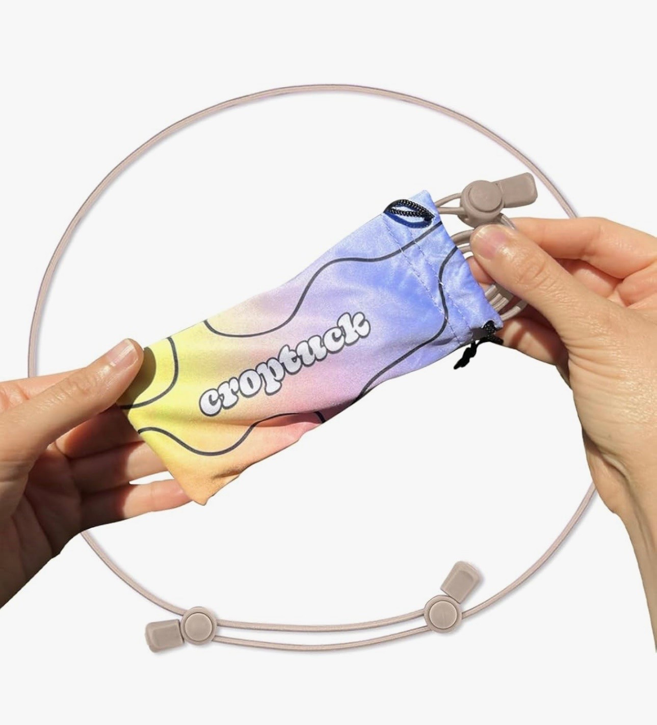 Fully adjustable tshirt cropping band! Lots of colors. I do a size small. You can crop any tee or sweater I love it!